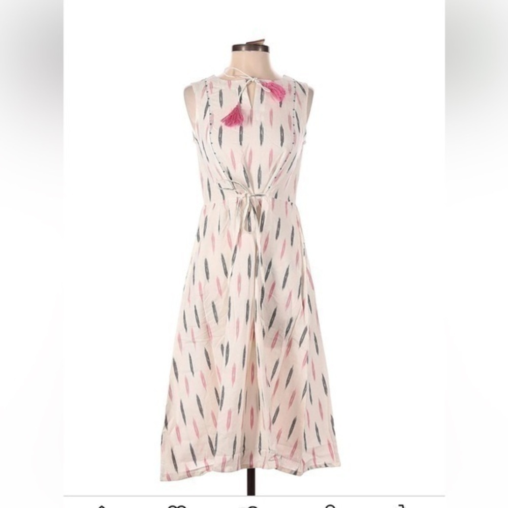 Mata Traders midi dress womens XS Napa Dress Pink White Sustainable Summer